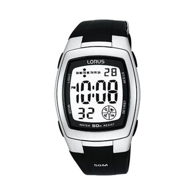 Men's black rectangle white dial digital watch r2301cx9